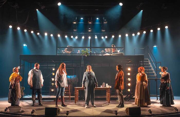 Stephanie MacGaraidh, Craig Hunter, Melanie Bell, Bethany Tennick, Tinashe Warikandwa, Kirsty Findlay and Blythe Jandoo in A Mother’s Song at Macrobert Arts Centre, Stirling. Photo: Tommy Ga Ken Wan