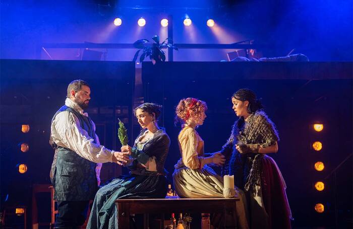 Craig Hunter, Blythe Jandoo, Kirsty Findlay and Tinashe Warikandwa in A Mother’s Song at Macrobert Arts Centre, Stirling. Photo: Tommy Ga Ken Wan