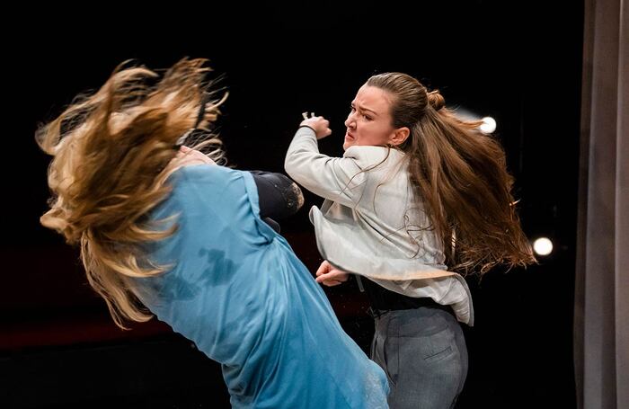 Ruby Campbell and Amy Molloy in Akedah at Hampstead Theatre Downstairs, London. Photo: Tristram Kenton