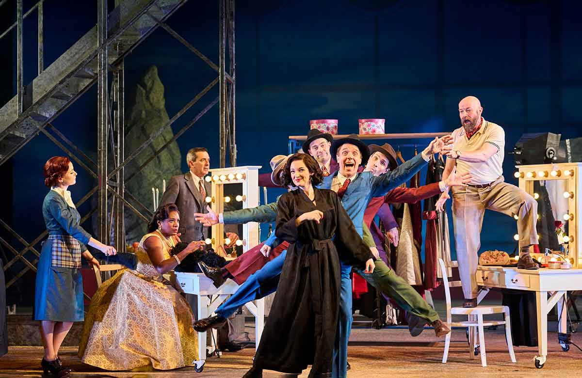 Laura Kelly-McInroy, Elizabeth Llewellyn, Dean Robinson, Jennifer France, Adrian Dwyer and Alex Banfield in Ariadne auf Naxos at Grand Theatre, Leeds. Photo: Richard H Smith