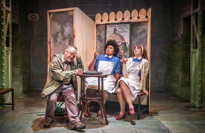 Mark Hadfield, Anne Odeke and Bryony Corrigan in Notes from a Small Island at the Watermill Theatre, Newbury. Photo: Marc Brenner