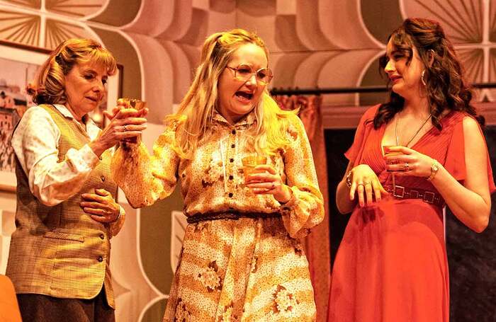 Jo Castelton, Alice De-Warrenne and Rebecca Birch in Abigail's Party at Theatre Royal, Winchester. Photo: Sheila Burnett