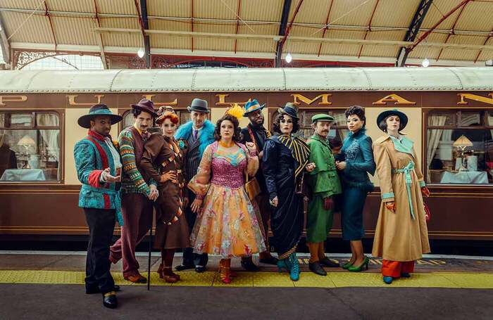 Cast of Dead on Time – A Moving Murder Mystery, which takes place on-board a Belmond British Pullman train departing from London Victoria. Photo: The Other Richard