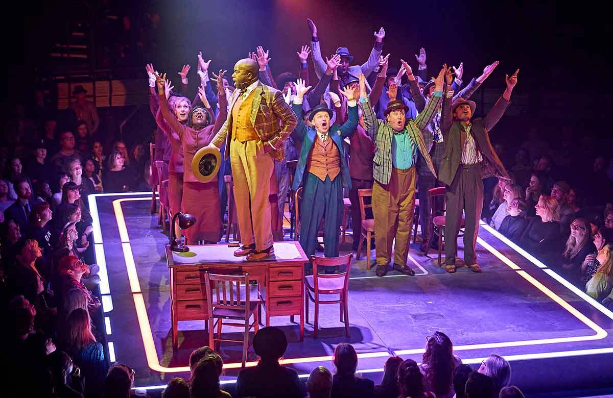 Cedric Neal and cast of Guys and Dolls at the Bridge Theatre, London. Photo: Manuel Harlan