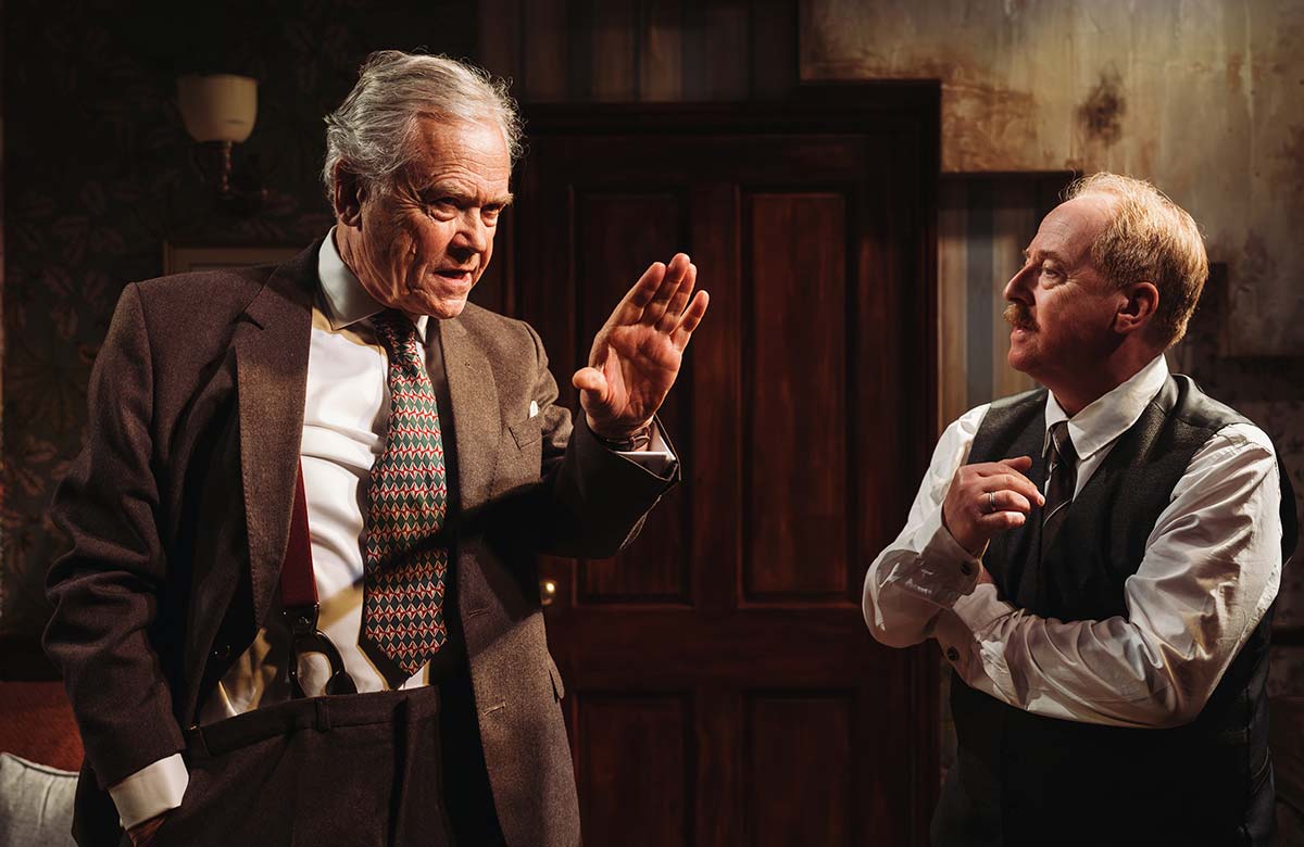 David Yelland and Forbes Masson in Farm Hall at Jermyn Street Theatre, London. Photo: Alex Brenner