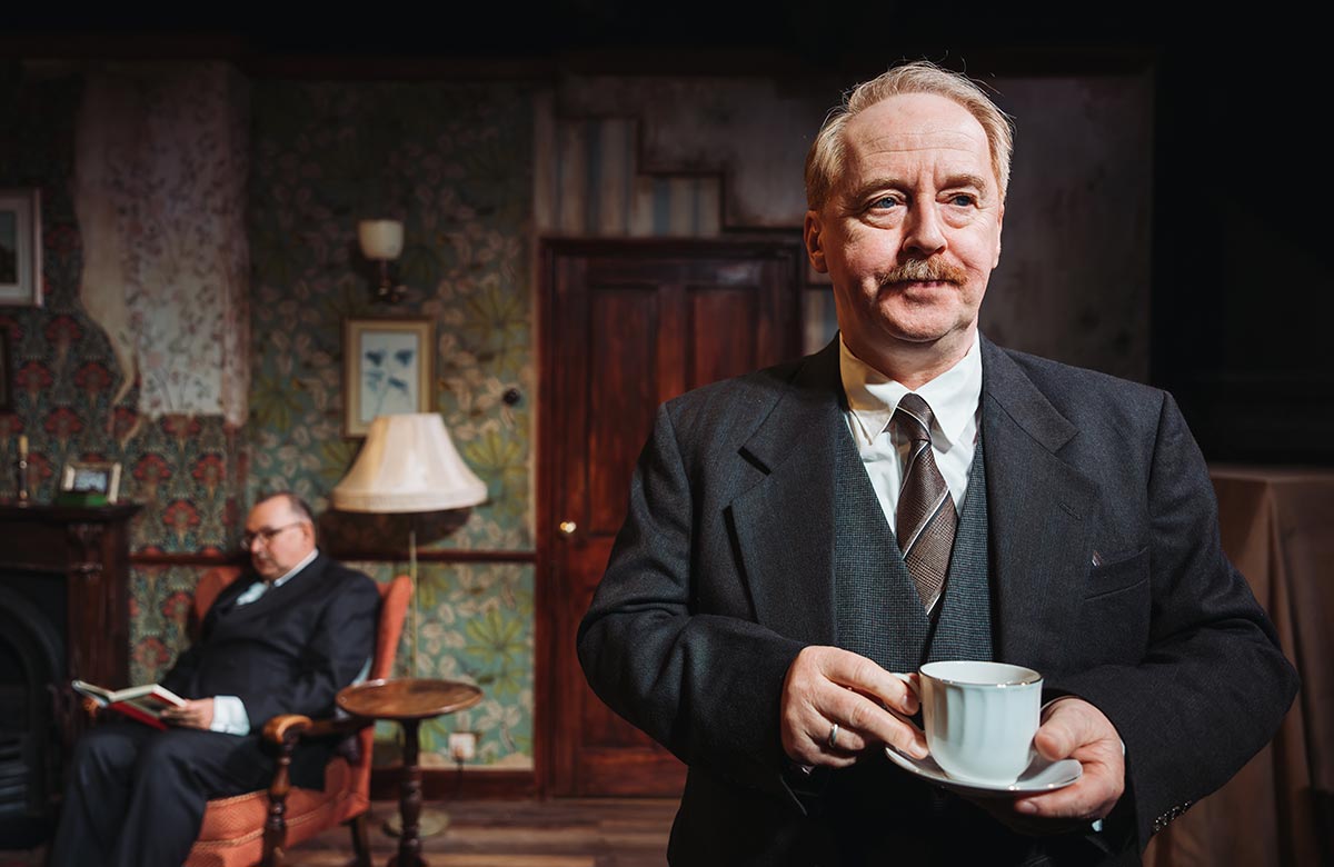 Julius. D'Silva and Forbes Masson in Farm Hall at Jermyn Street Theatre, London. Photo: Alex Brenner