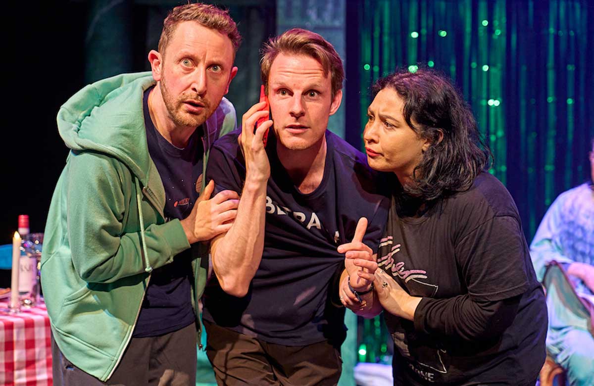 Michael Dylan, Dave Hearn and Amy Revelle in The Time Machine at Derby Theatre. Photo: Manuel Harlan