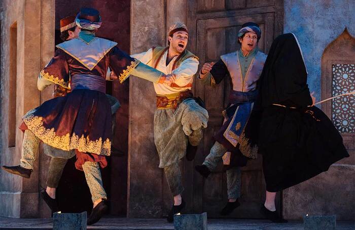 The Lord Chamberlain’s Men in 2017, performing The Comedy of Errors at Raglan Castle, Wales. Photo: Jack Offord