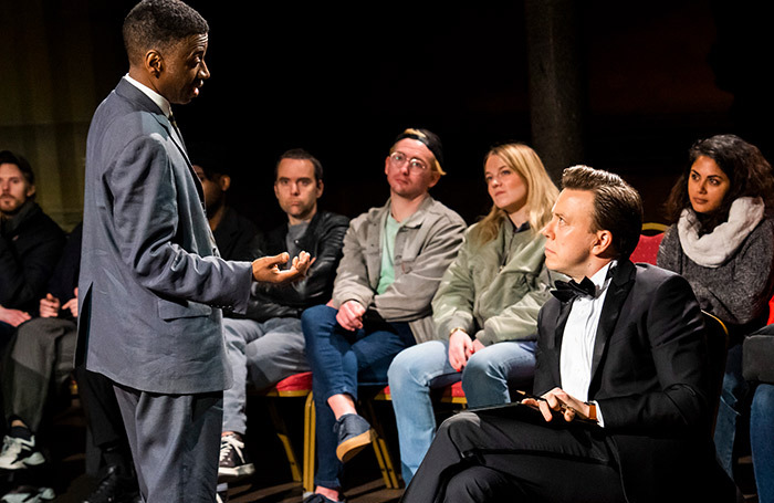 Teagle F Bougere and Eric T Miller in Debate: Baldwin VS Buckley at Stone Nest, London. Photo: Tristram Kenton