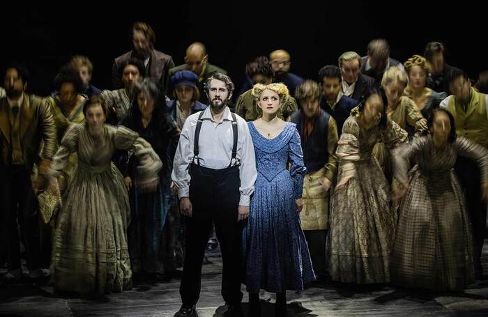 Josh Groban and Annaleigh Ashford in Sweeney Todd: The Demon Barber of Fleet Street at Lunt-Fontanne Theatre, New York. Photo: Matthew Murphy and Evan Zimmerman