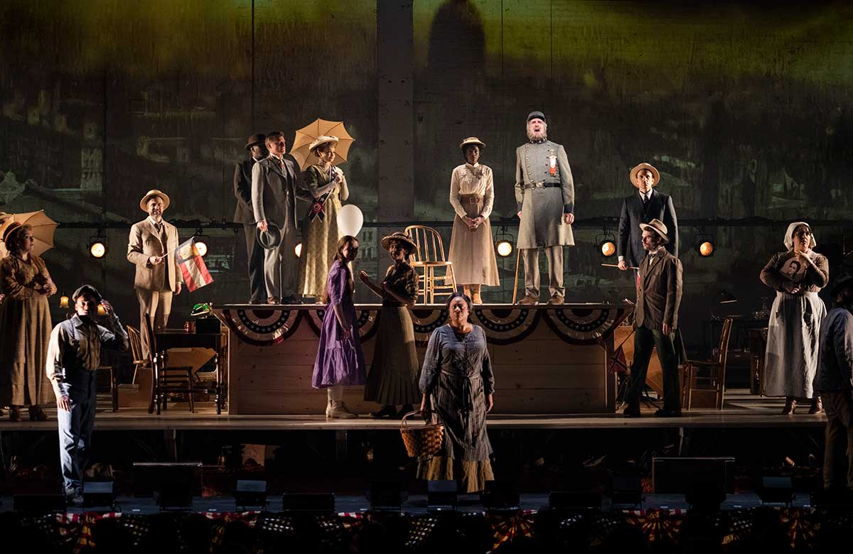 The cast of Parade at Bernard B Jacobs Theatre, New York. Photo: Joan Marcus