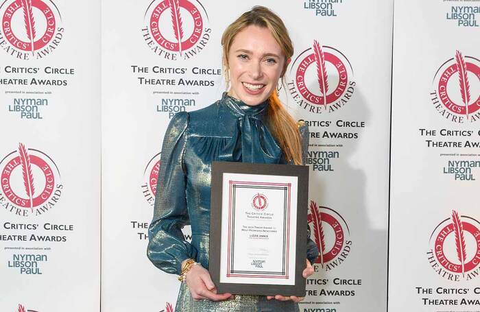 Lizzie Annis, winner of most promising newcomer (The Jack Tinker Award) for The Glass Menagerie at 32nd Annual Critics’ Circle Theatre Awards at SohoPlace, London on April 17. Photo: Joanne Davidson