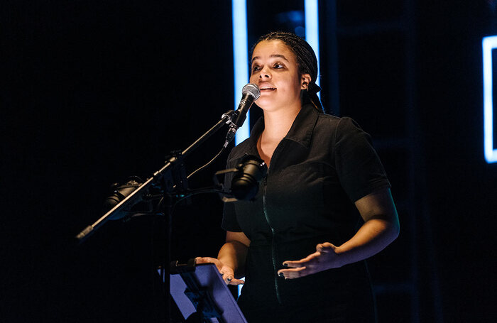 Lydia West in A Play for the Living in a Time of Extinction at the Barbican, London. Photo: Helen Murray