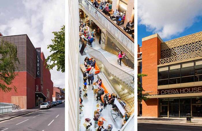 Three of Northern Ireland's principal venues: the Lyric, the MAC and the Grand Opera House in Belfast. Photos: Dennis Gilbert/Gorgeous Photography/Christopher Heaney