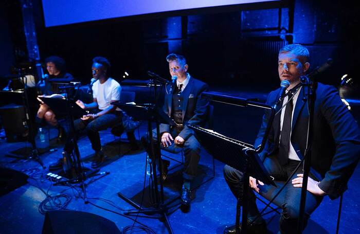 Travis Alabanza, Jay Bernard, Joelle Taylor and Russell Tovey in Blue Now at Brighton Theatre Royal. Photo: Helen Murray