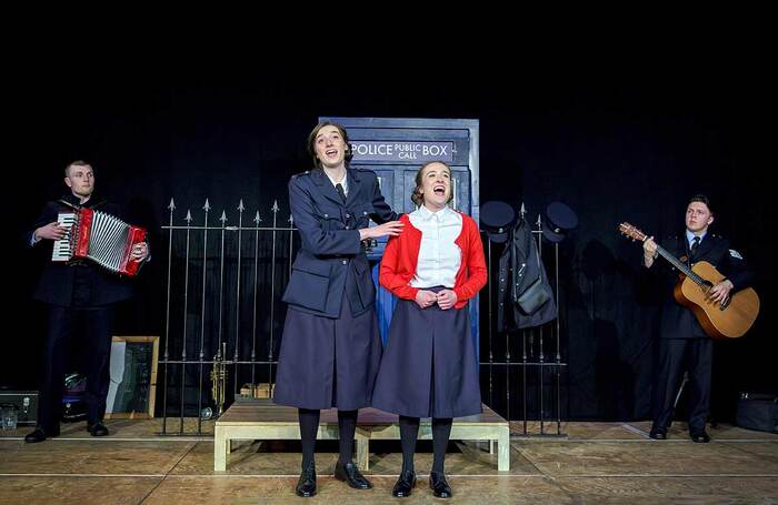 Eddie Ahrens, Hannah Baker, Rachel Hammond and Harvey Badger in A Force to Be Reckoned with at Winsford Academy Theatre. Photo: Robling Photography