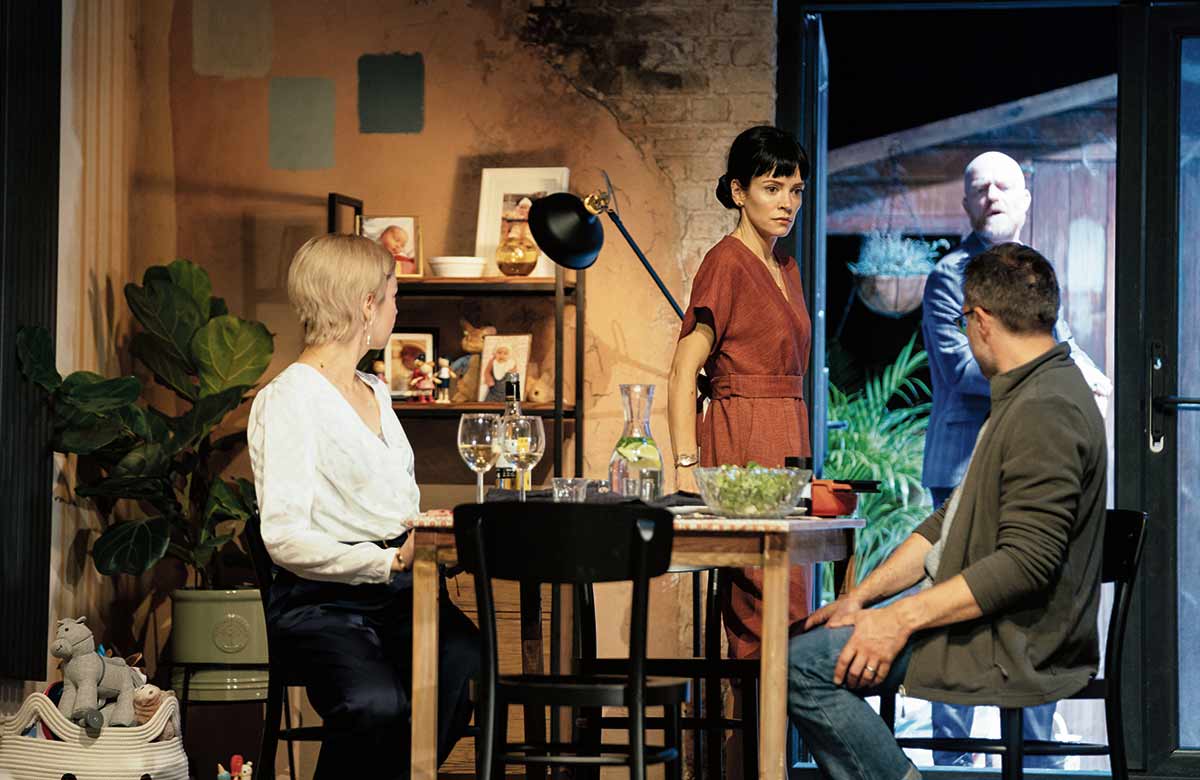 Julia Chan, Lily Allen, Jake Wood and Hadley Fraser in 2:22 –  A Ghost Story at the Noël Coward Theatre, London, in 2021. Photo: Helen Murray