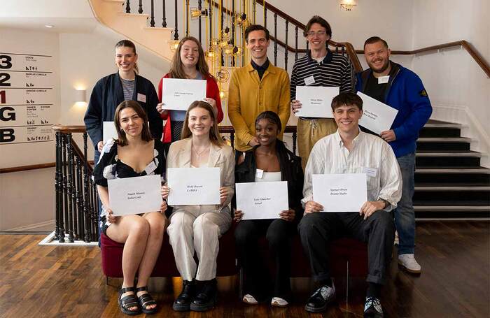 Top row: Esther O’Casey, Guildhall; Aoife Connolly O’Sullivan, Central; Luke Norris; Owen Miller, Mountview; Harry Simkins, Rose Bruford. Front row: Niamh Mannix, Italia Conti; Molly Bryson, LAMDA; Lois Churcher, Artsed; Spencer Owen, Drama Studio. Photo: Andrew Buckle