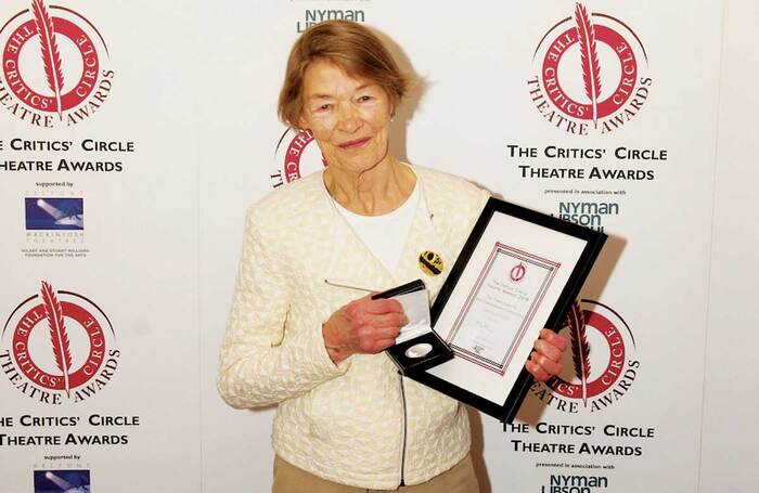 Glenda Jackson with her Critics' Circle award for best Shakespearean performance prize, for King Lear, in 2017