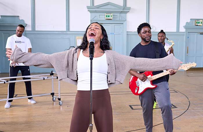 Karis Anderson (centre) and Okezie Morro in rehearsals for Tina: The Tina Turner Musical. Photo: Manuel Harlan