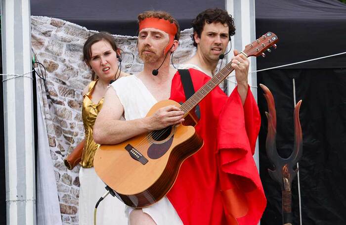 Rachael Holbrook, Murray Andrews and Joe Hackett in Hercules at Brighton Open Air Theatre. Photo: Neil Smith/SOS Photography