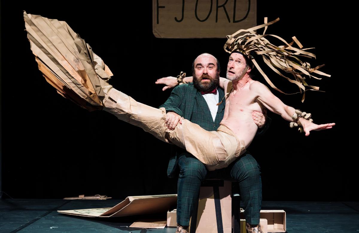 Pierre Guillois and Olivier Martin-Salvan in The Ice Hole A Cardboard Comedy at Pleasance Courtyard, Edinburgh. Photo: Alex Brenner