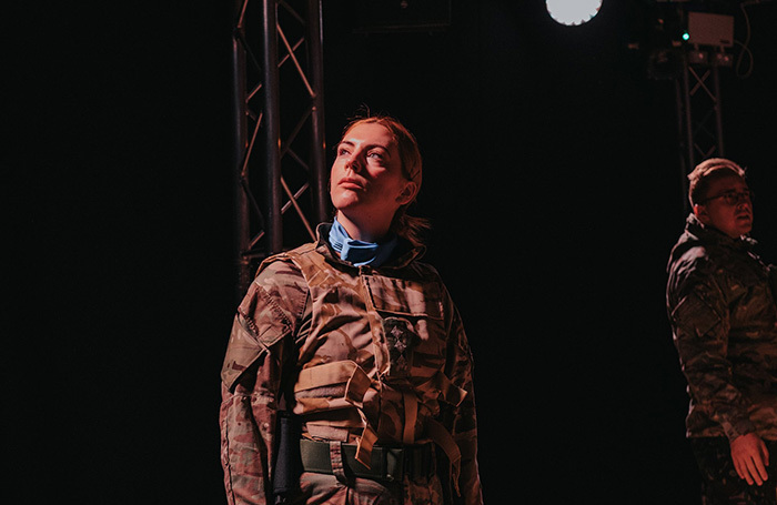 Rebecca Wilkie in Everything Under the Sun at Army @ the Fringe, Edinburgh. Photo: Fraser Scott