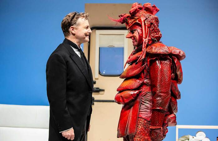 Samuel West and Rufus Hound in It’s Headed Straight Towards Us at the Park Theatre, London. Photo: Pamela Raith