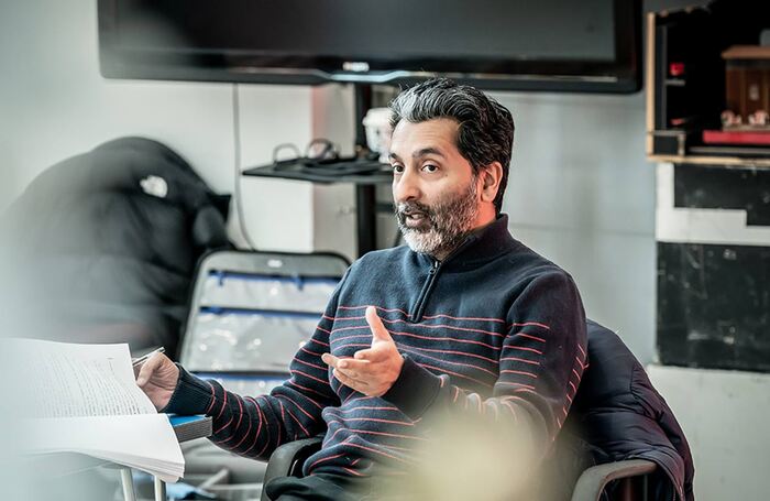 Amit Sharma in rehearsal for Retrograde at the Kiln Theatre, London. Photo: Marc Brenner