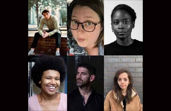 The Orange Tree Theatre's 2023 Writers Collective, clockwise from top left: Oli Higginson, Kelly Jones, Clarisse Makundul, Lydia Sabatini, Ric Renton and Anne Odeke. Photo: Orange Tree/Twitter