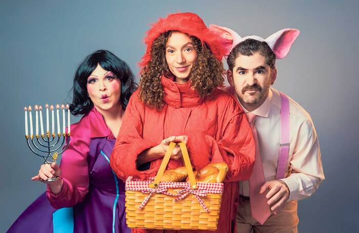 JW3's inaugural pantomime Red Riding Hood and the Big Bad Pig is starring Debbie Chazen, Gemma Barnett and Josh Glanc. Photo: Oliver Rosser