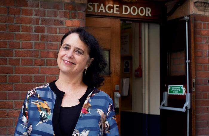 Producer Nica Burns at the stage door of the Palace Theatre, London. Photo: Suzanne Plunkett