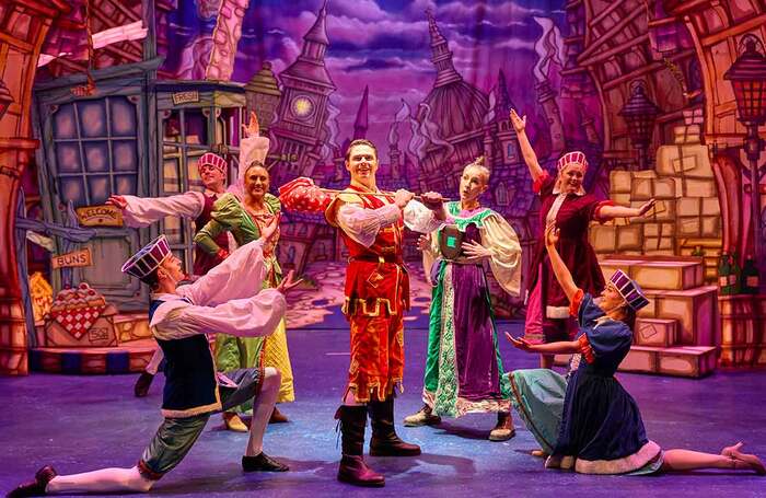 The cast of Dick Whittington at the Courtyard Theatre, Hereford. Photo: Mark Douet