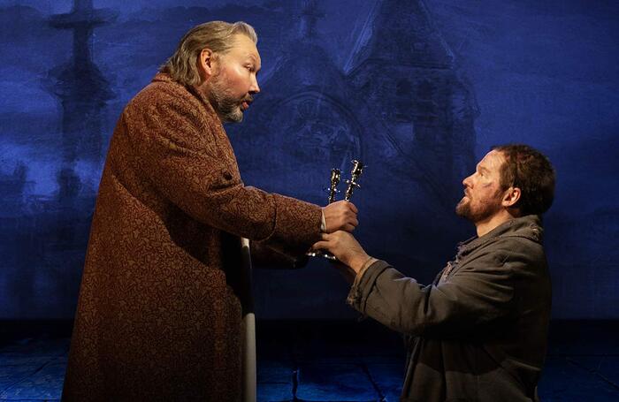 Adam Pearce and Killian Donnelly in Les Misérables at the Sondeim Theatre, London. Photo: Danny Kaan