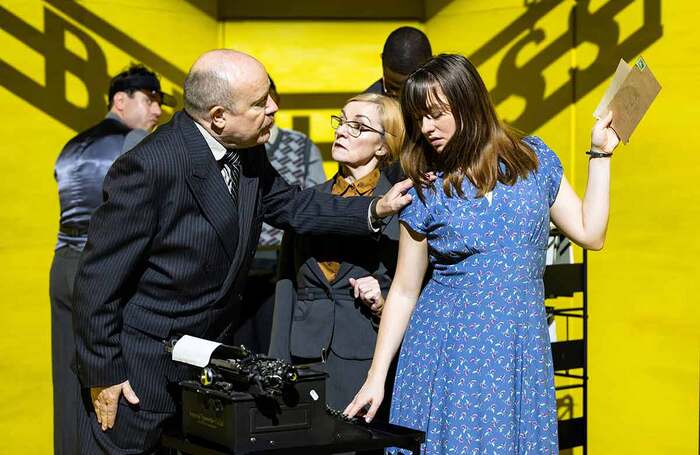 Tim Frances, Wendy Nottingham, and Rosie Sheehy in Machinal. Photo credit: Foteini Christofilopoulou