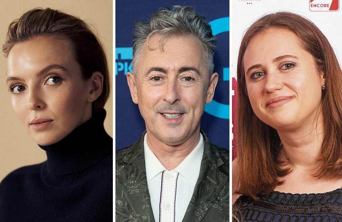 Jodie Comer, Alan Cumming and Sophie Denney. Photos: Shutterstock/Alex Brenner