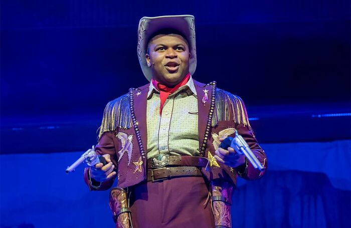 Tarinn Callender in Bronco Billy the Musical at the Charing Cross Theatre, London. Photo: Tristram Kenton