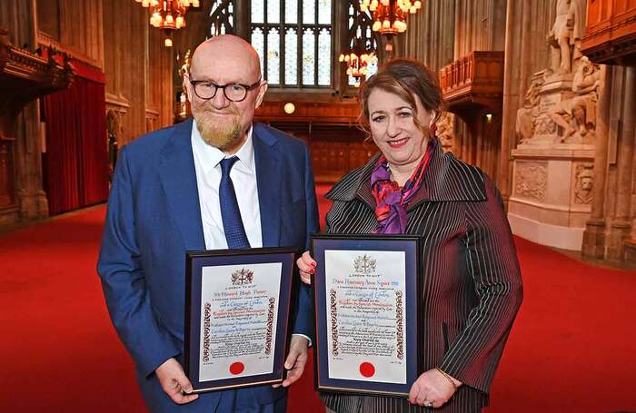 Sir Howard Panter and Dame Rosemary Squire receive the Freedom of the City of London from The Lord Mayor and City of London Corporation at Guildhall on February 16, 2024. Photo: Dave Benett