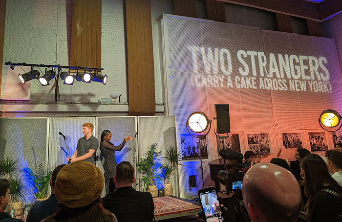 Cast members Sam Tutty and Dujonna Gift at the Two Strangers (Carry a Cake Across New York) album launch