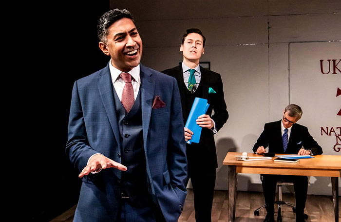 Anirban Roy, Harris Vaughan and Simon Furness in London Zoo at Southwark Playhouse Borough, London. Photo: Lidia Crisafulli