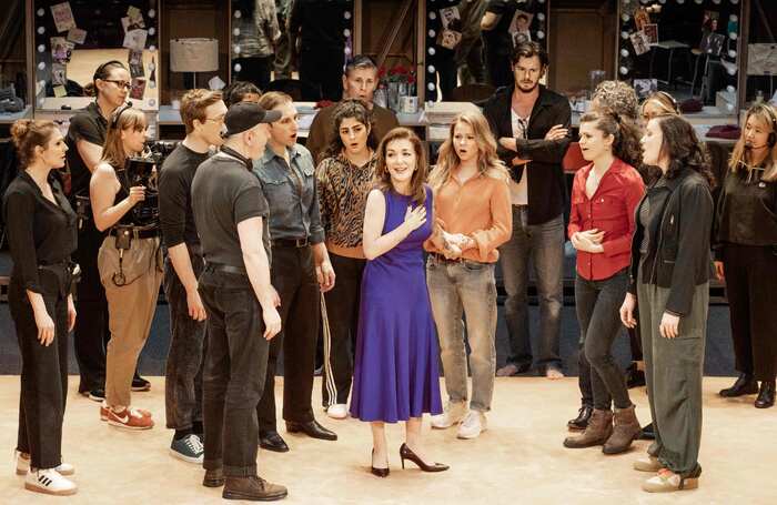 Sheridan Smith, Amy Lennox, Jos Slovick, Benjamin Walker and the company of Opening Night at Gielgud Theatre, London. Photo: Jan Versweyveld