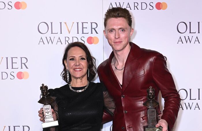 Arlene Phillips and James Cousins, winners of the best theatre choreography award for Guys and Dolls. Photo: Joanne Davidson