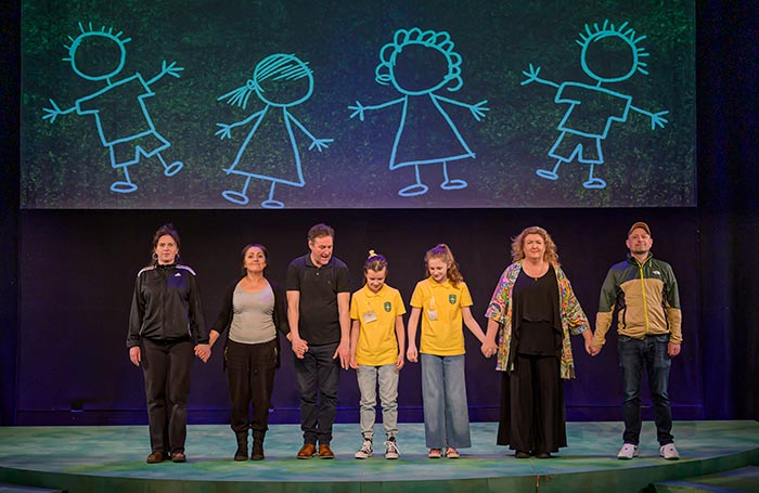 Nicky Harley, Mary Moulds, James Doran, Sally McKinney, Mary-Kate Page, Laura Hughes and Tony Devlin in Project Children at the Lyric Theatre, Belfast. Photo: Neil Harrison