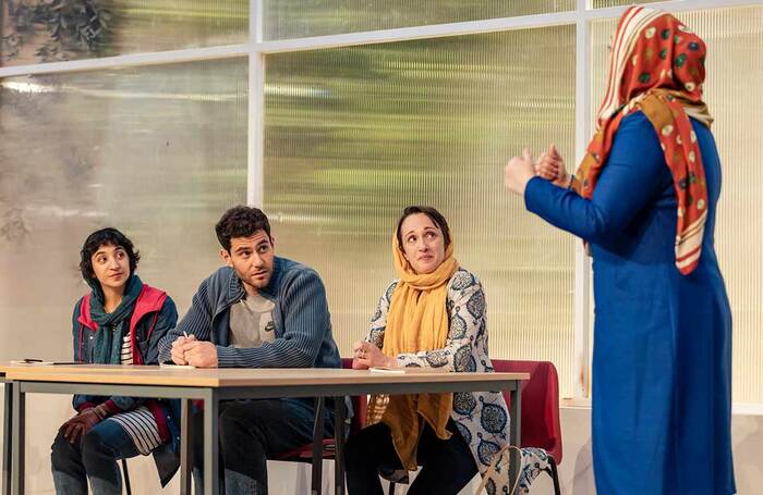 Sara Hazemi, Nojan Khazai, Nadia Albina and Lanna Joffrey in English at The Other Place, Stratford-upon-Avon. Photo: Richard Davenport