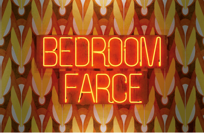 Artwork for Queen's Theatre Hornchurch's production of Alan Ayckbourn's Bedroom Farce, directed by Alex Thorpe