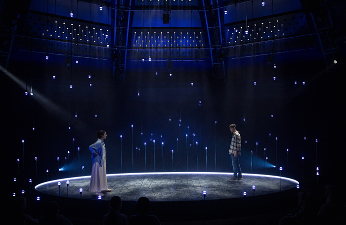 Gwenllian Higginson and Aled Pugh in Constellations at Theatr Clwyd. Photo: Andrew AB