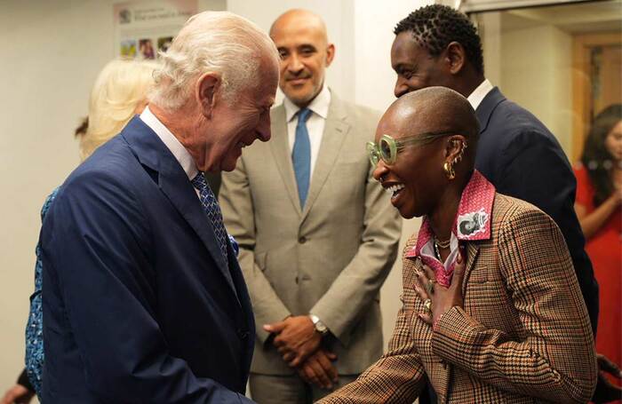 King Charles meeting Cynthia Erivo on a recent visit to RADA. Photo: RADA/Ikin Yum