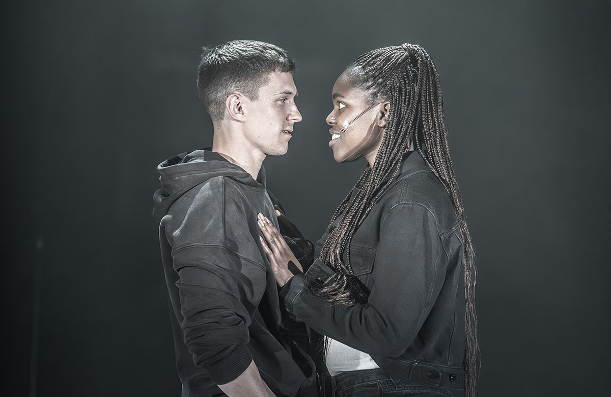 Tom Holland and Francesca Amewudah-Rivers in Romeo and Juliet at the Duke of York’s Theatre, London. Photo: Marc Brenner