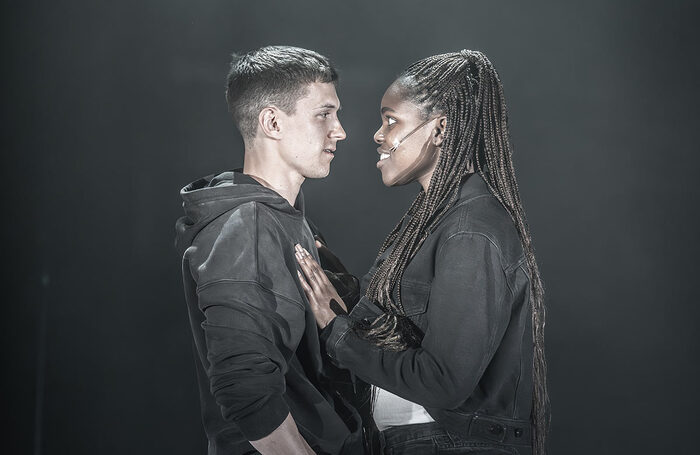 Tom Holland and Francesca Amewudah-Rivers in Romeo and Juliet at the Duke of York's Theatre, London. Photo: Marc Brenner