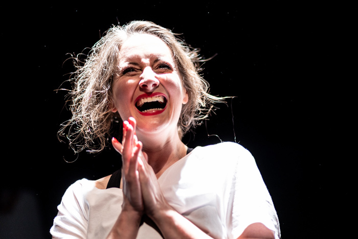 Charlotte McCurry in Lie Low at Jerwood Theatre Upstairs, Royal Court, London. Photo: Ciaran Bagnall